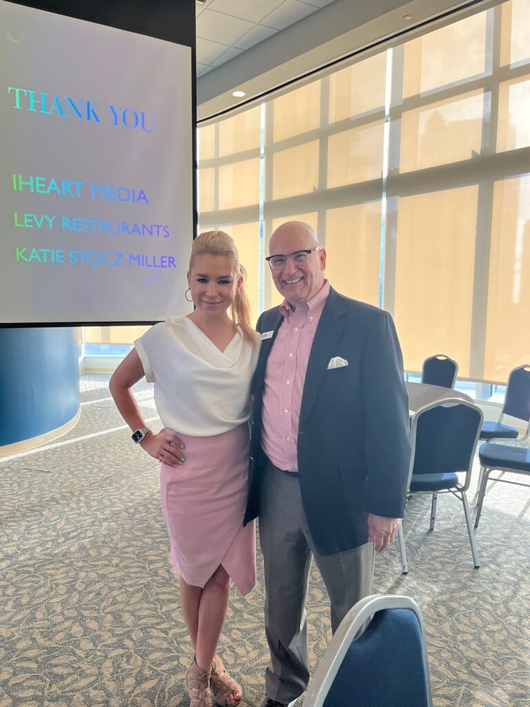 Ed Gilbert, Board Chair and Allison Walker from Channel 13 and the Emcee share a moment at The Making Waves Breakfast March 17 at Amway Center