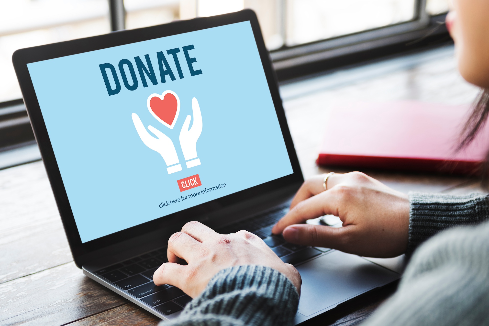 Online Donation on computer screen